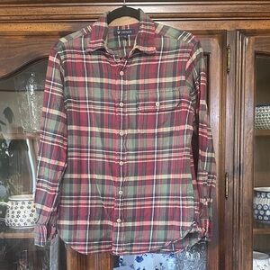 Daniel Cremieux Red and Green Plaid Button-Down Shirt